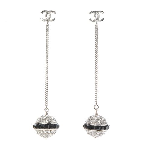 chanel black crystal earrings|chanel cc earrings original.